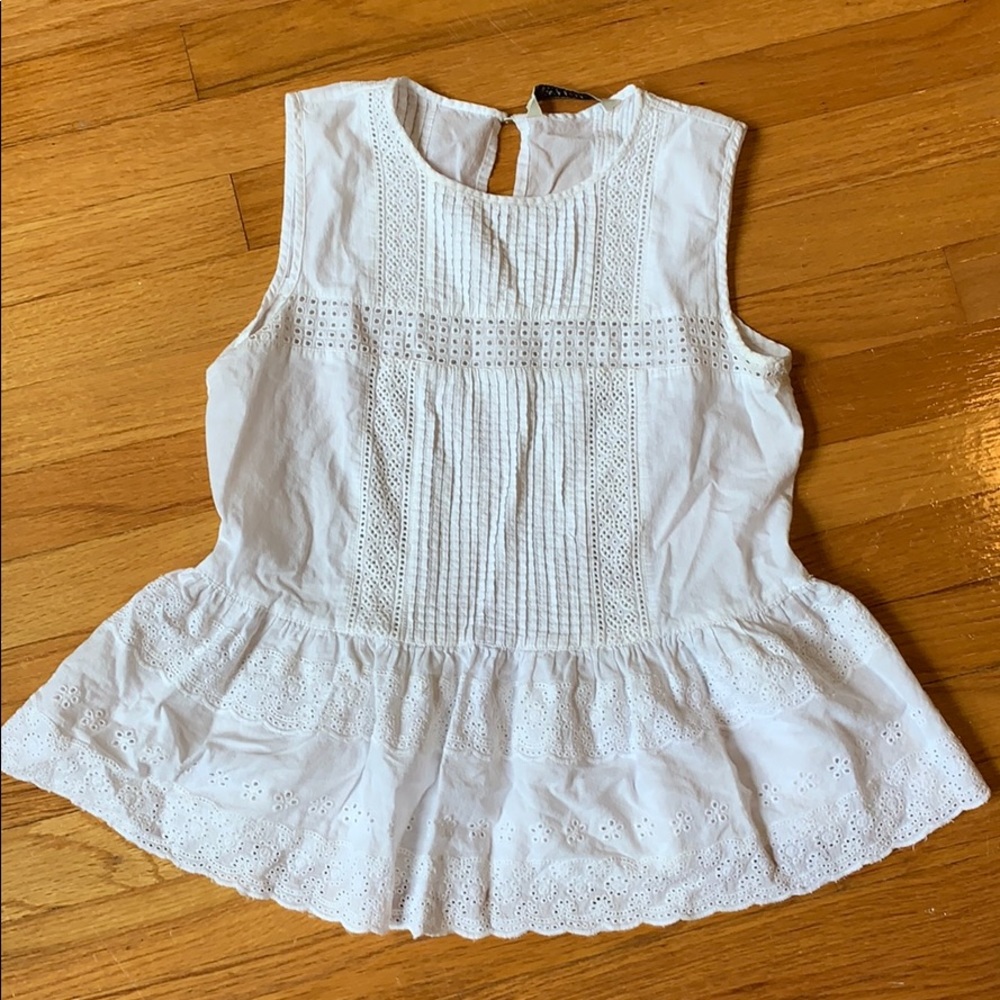 White Zara Top with embossed details